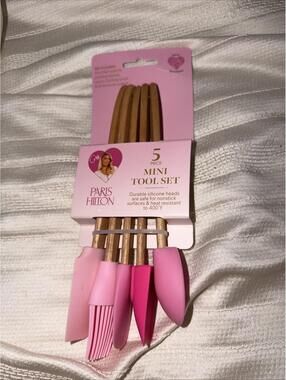 Paris Hilton ❤️5 Piece Mini Silicone Spatulas set Pink New